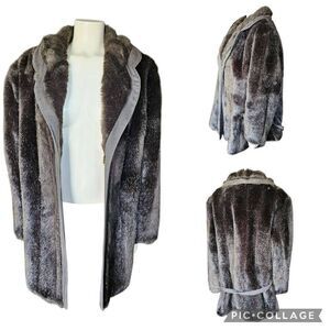 Lane Bryant faux fur coat womens size 3X brown high quality missing button lined